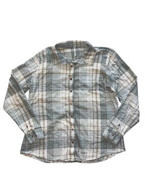 Kuhl Plaid Button-Down Shirt in Green, Cream, Brown